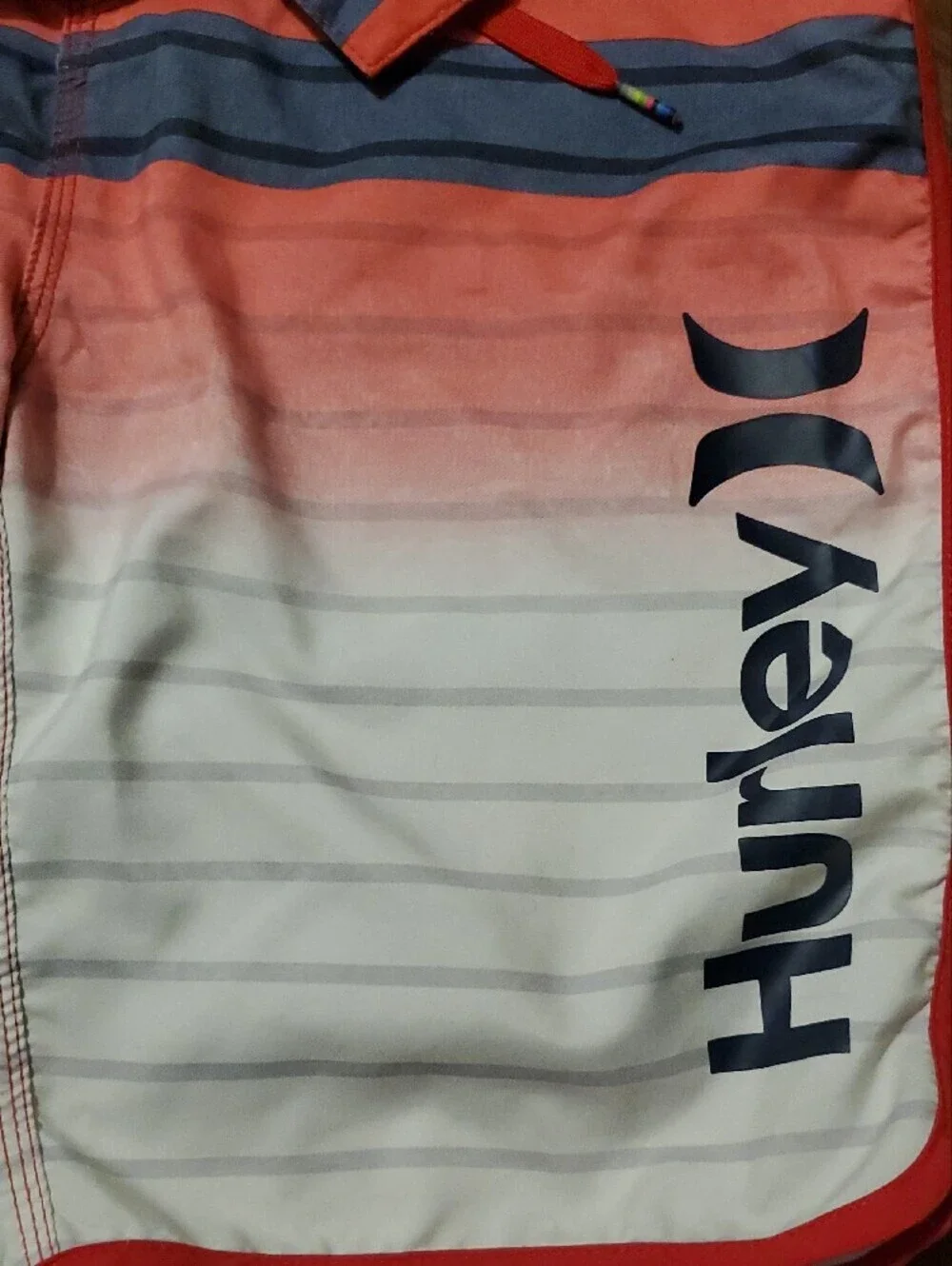 Hurley Red, Blue & White Gradient Stripe Boardshorts